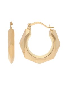 New 9ct Yellow Gold Faceted Creole Hoop Earrings