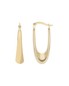 New 9ct Yellow Gold Graduated Long Oval Hoop Earrings