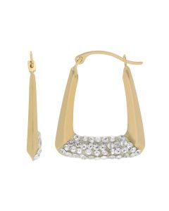 New 9ct Yellow Gold Crystal Handbag Shaped Creole Hoop Earrings
