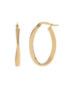 New 9ct Yellow Gold Small Oval Twisted Hoop Earrings
