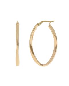 New 9ct Yellow Gold Medium Oval Twisted Hoop Earrings