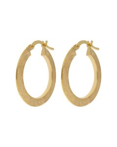 New 9ct Yellow Gold Brushed Textured Finish Creole Hoop Earrings