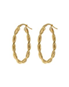 New 9ct Yellow Gold Oval Twisted Hoop Earrings