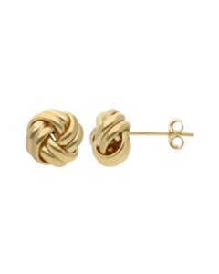 New 9ct Yellow Gold 9mm Double Knot Stud Earrings