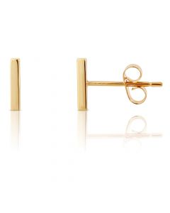 New 9ct Yellow Gold Polished Bar Stud Earrings