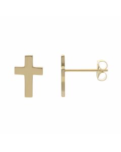 New 9ct Yellow Gold Small Cross Stud Earrings