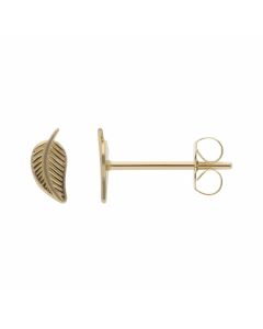New 9ct Yellow Gold Small Leaf Stud Earrings