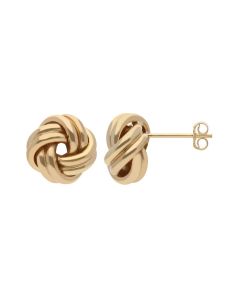 New 9ct Yellow Gold Large Knot Stud Earrings