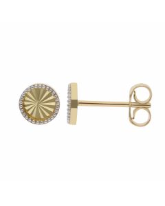 New 9ct 2 Colour Gold Sunray Stud Earrings