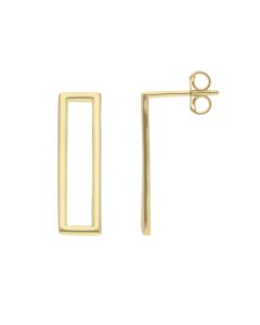 New 9ct Yellow Gold Open Rectangle Stud Earrings