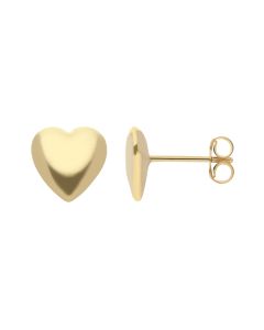New 9ct Yellow Gold Double Sided Heart Stud Earrings