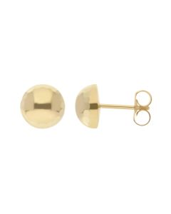 New 9ct Yellow Gold 8mm Facetted Edge Dome Stud Earrings