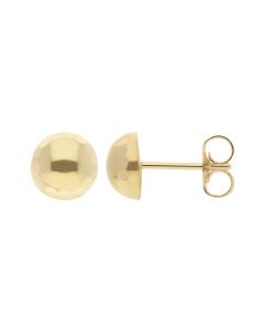 New 9ct Yellow Gold 7mm Facetted Edge Dome Stud Earrings