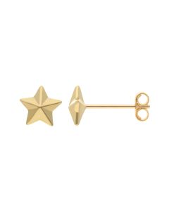 New 9ct Yellow Gold Double Sided Star Stud Earrings