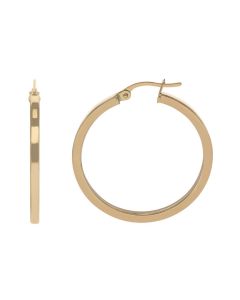 New 9ct Yellow Gold 25mm Square Profile Hoop Creole Earrings