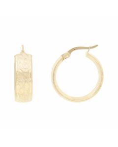 New 9ct Yellow Gold Patterned Wide Hoop Earrings