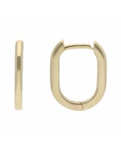 New 9ct Yellow Gold Small Rectangle Huggie Hoop Earrings