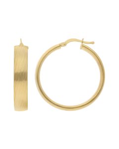 New 9ct Yellow Gold 30mm Grooved Hoop Earrings