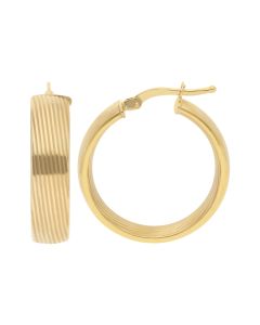 New 9ct Yellow Gold 25mm Grooved Hoop Earrings