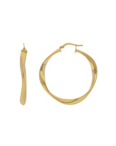 New 9ct Yellow Gold 40mm Twisted Hoop Earrings