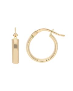 New 9ct Gold Polished 15mm Round Hoop Earrings