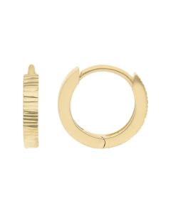 New 9ct Yellow Gold 11mm Small Diamond-Cut Huggie Hoop Earrings