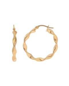 New 9ct Yellow Gold 25mm Candy Twist Hoop Earrings
