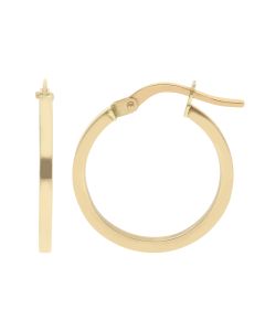 New 9ct Yellow Gold Small Square Profile Hoop Earrings