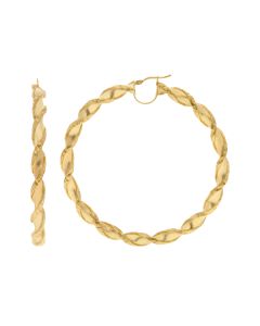 New 9ct Yellow Gold 65mm Twisted Pattern Hoop Earrings