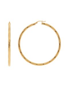 New 9ct Yellow Gold 55mm Twisted Hoop Earrings