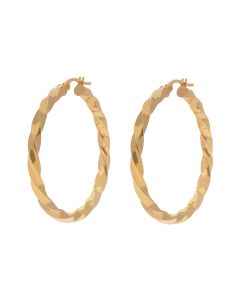 New 9ct Yellow Gold 35mm Twisted Hoop Earrings