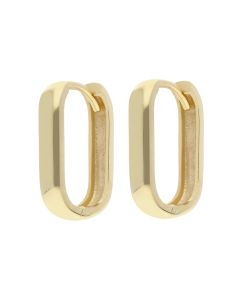 New 9ct Yellow Gold Polished Finish Oblong Huggie Hoop Earrings