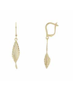 New 9ct Yellow Gold Mesh Style Twisted Drop Lever Back Earrings