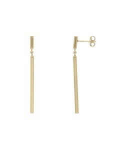 New 9ct Yellow Gold Rounded Long Bar Drop Style Earrings