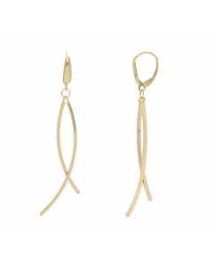New 9ct Yellow Gold Long 2 Bar Drop Earrings with Lever Backs