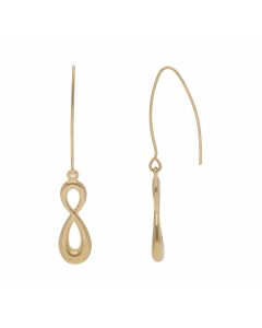 New 9ct Yellow Gold Infinity Hook Through Drop Earrings