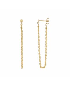 New 9ct Yellow Gold  Long Rope Link Chain Hoop Earrings