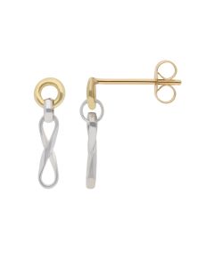 New 9ct Yellow & White Gold Small Loop Drop Earrings