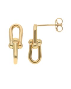 New 9ct Yellow Gold Bike Lock Link Drop Earrings