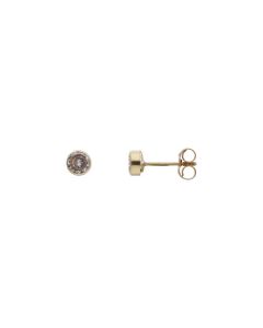 New 9ct Gold 4mm Rubover Setting Cubic Zirconia Stud Earrings