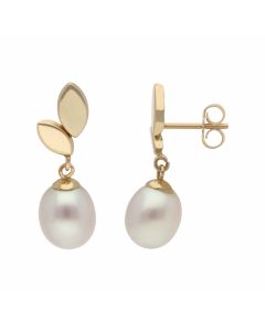 New 9ct Yellow Gold Fresh Water Cultured Pearl Drop Earrings