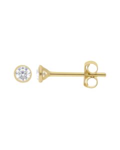 New 9ct Yellow Gold Small 3mm Cubic Zirconia Stud Earrings