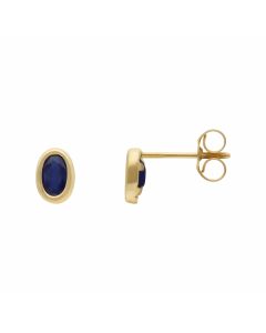 New 9ct Yellow Gold Oval Sapphire Stud Earrings