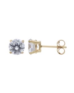 New 9ct Yellow Gold 6mm Cubic Zirconia Stud Earrings