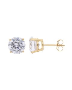 New 9ct Yellow Gold 8mm Cubic Zirconia Stud Earrings