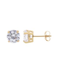 New 9ct Yellow Gold 7mm Cubic Zirconia Stud Earrings
