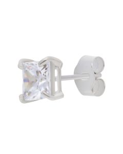New 9ct White Gold Cubic Zirconia Single Mens Stud Earring