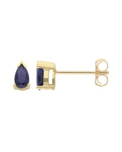 New 9ct Yellow Gold Pear Shaped Sapphire Stud Earrings