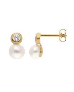 New 9ct Yellow Gold Fresh Water Cultured Pearl Stud Earrings