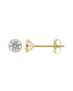 New 9ct Yellow Gold Small 4mm Cubic Zirconia Stud Earrings